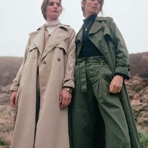 🎉 HP Boyish Jeans x Free People The Maxwell XL Beige Tan Longline Button Trench